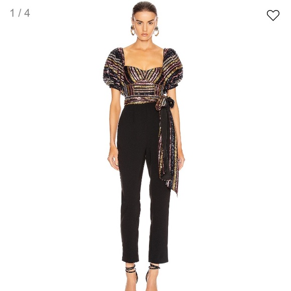 Self-Portrait Pants - Self Portrait Sequin & Black pant jumpsuit
